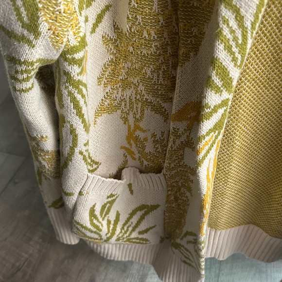 Maeve Botanical Knit Sweater in White and Gold pineapple Anthropologie - Picture 4 of 5